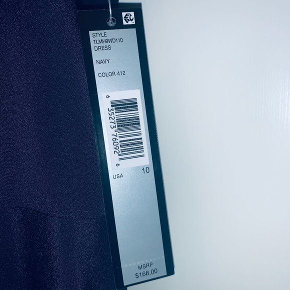 NWT Tahari ASL halter dress, a-line, mid-length, special occasion, Navy, size 10 - Picture 7 of 10